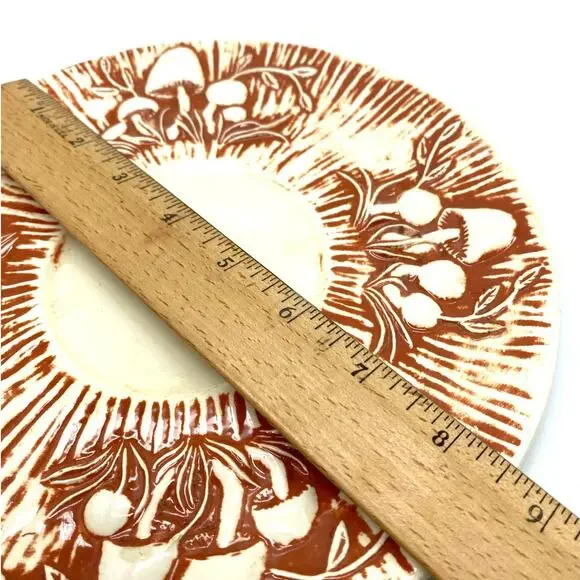 Vintage Arnels mushroom Large Soup bowl and Serving‎ Plate Rare color 1970s - Picture 8 of 11